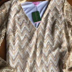 Lilly Pulitzer Jade Dress zig zag crochet size L